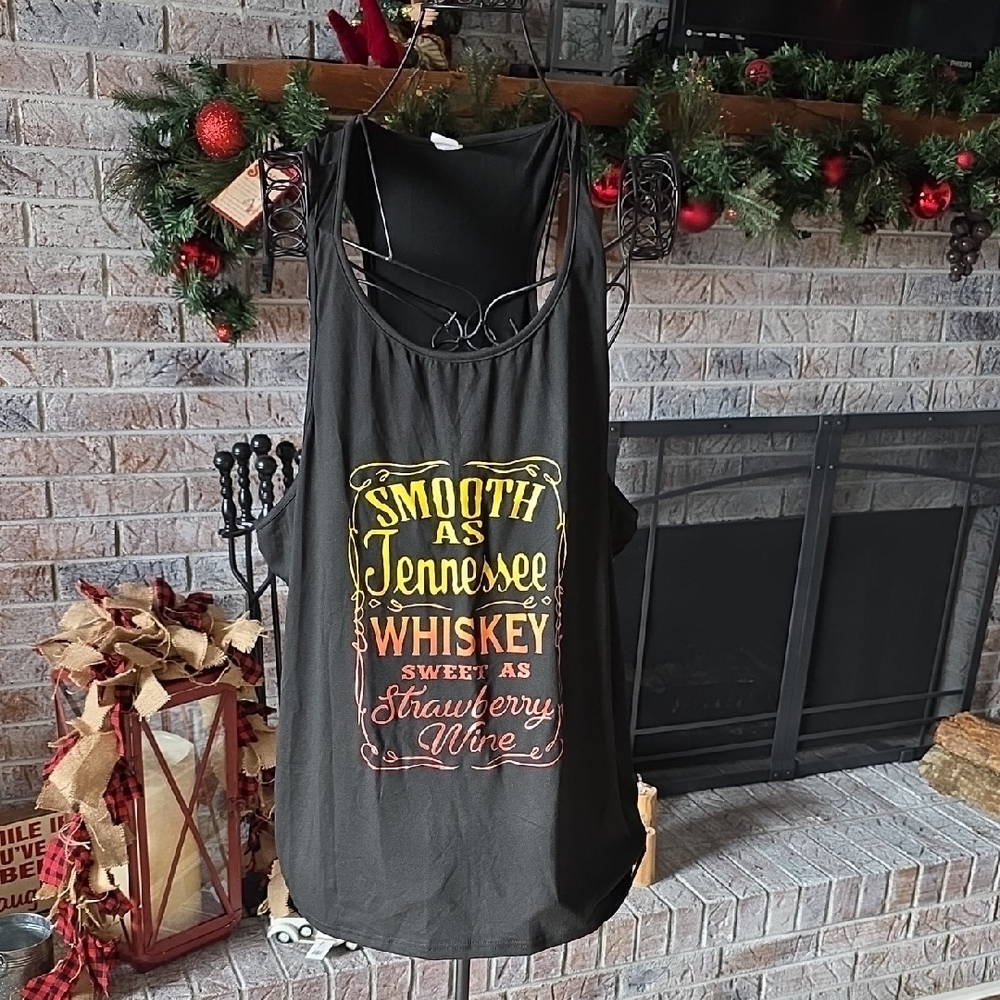 Black Graphic Tank Top with Colorful Print